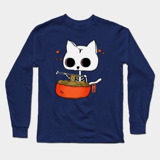 Cat Skeleton Ramen Long Sleeve T-Shirt